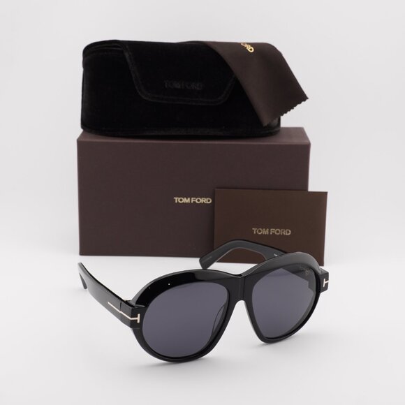 Tom Ford Inger FT1113 01A Geometric Sunglasses - Black/Smoke main image 5